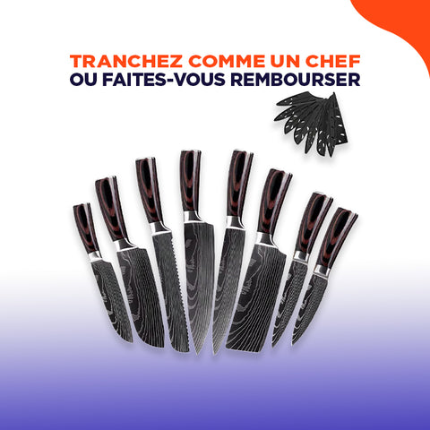 Damascut | Set de 8 couteaux japonais ultra tranchant pour une coupe sans effort