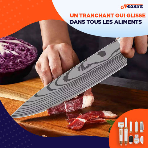 Damascut | Set de 8 couteaux japonais ultra tranchant pour une coupe sans effort
