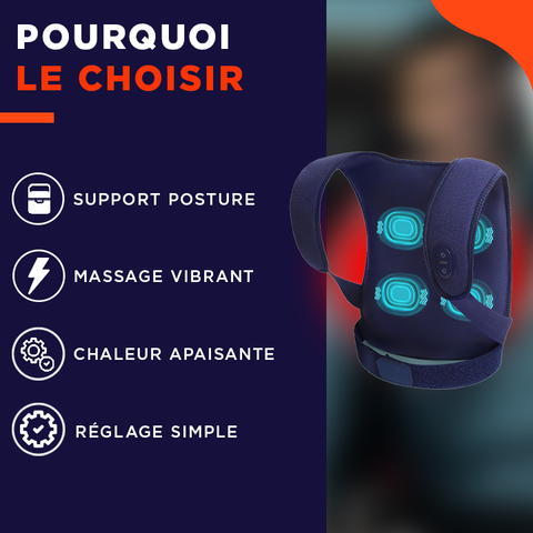 PosturePro | Ceinture de posture avec massage chauffant pour un dos plus droit et détendu.