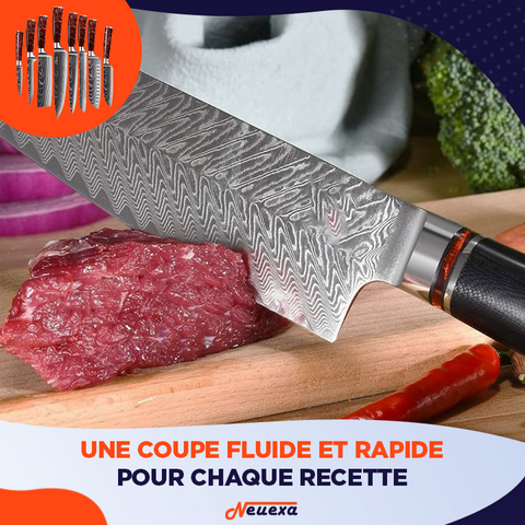 Damascut | Set de 8 couteaux japonais pour une coupe sans effort