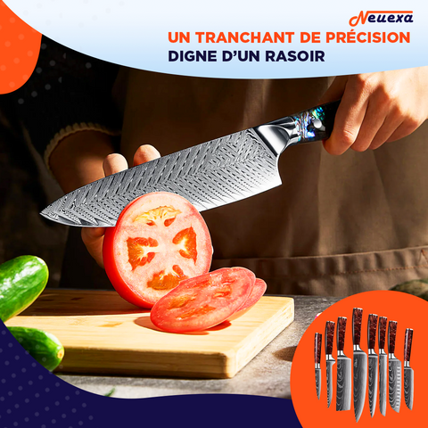 Damascut | Set de 8 couteaux japonais pour une coupe sans effort