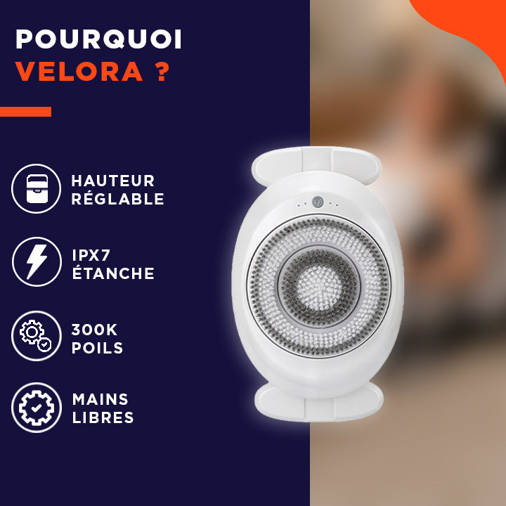 Velora™ | Brosse de douche rotative pour une peau plus douce et un nettoyage complet.