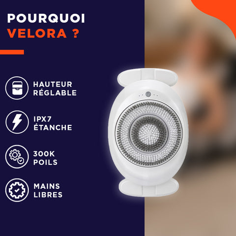 Velora™ | Brosse de douche rotative pour une peau plus douce et un nettoyage complet.