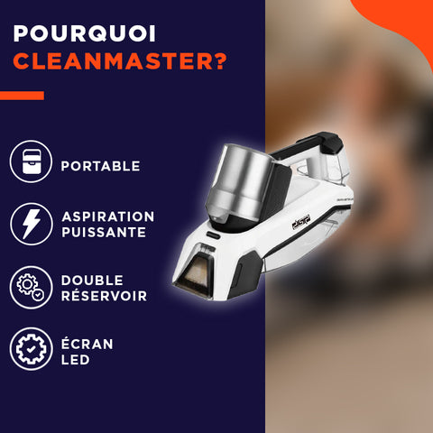 CleanMaster | Nettoyeur portable premium pour tissus, tapis et sièges auto