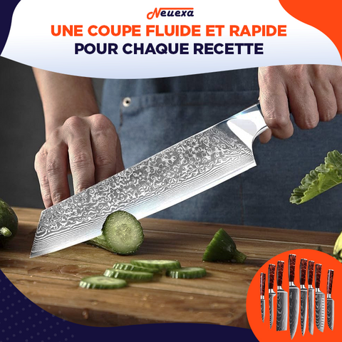Damascut | Set de 8 couteaux japonais pour une coupe sans effort