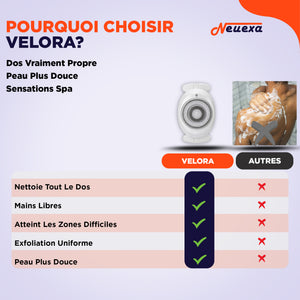 Velora™ | Brosse de douche rotative pour une peau plus douce et un nettoyage complet.