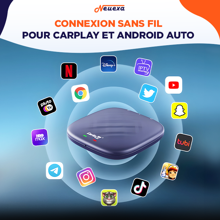 CarLink || SmartBox Android 13 pour CarPlay sans fil et accès PlayStore, 8 Go Ram + 128 Go de stockage