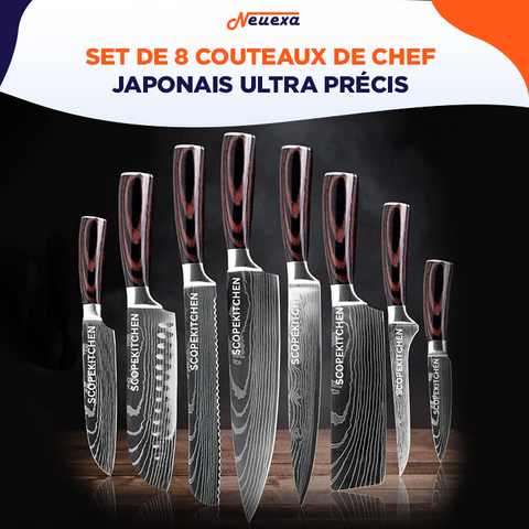 Damascut | Set de 8 couteaux de cuisine de chef Japonais