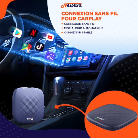 CarLink || SmartBox Android 13 pour CarPlay sans fil et accès PlayStore, 8 Go Ram + 128 Go de stockage