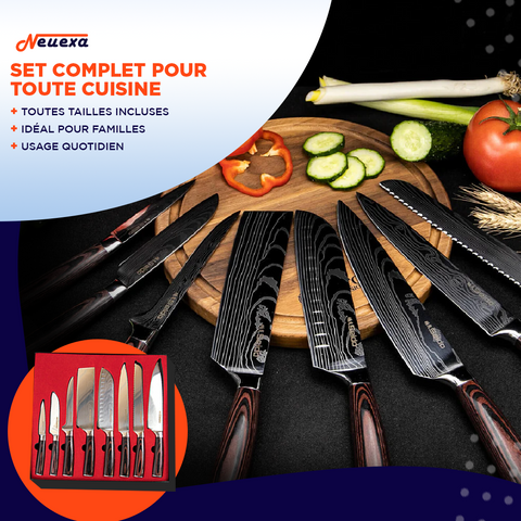 Damascut | Set de 8 couteaux de cuisine de chef Japonais